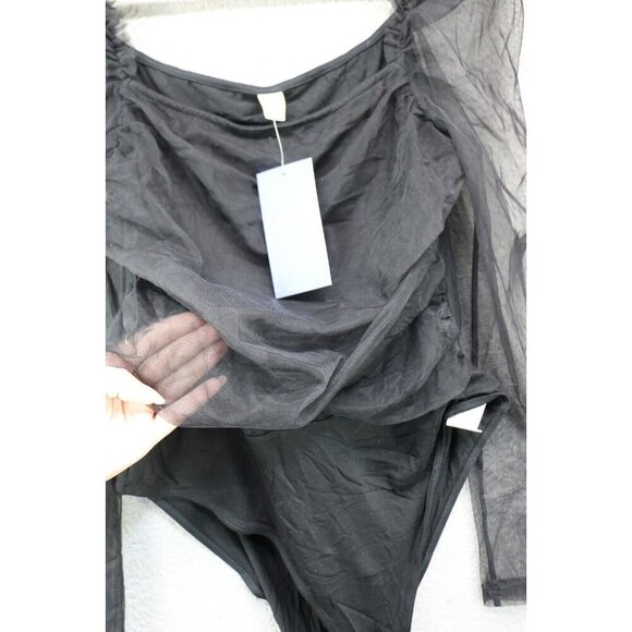 Floerns Black Long Sleeves Mesh Bodysuit-XL-Whimsigoth-Witchy-New w/Tags - Picture 10 of 14
